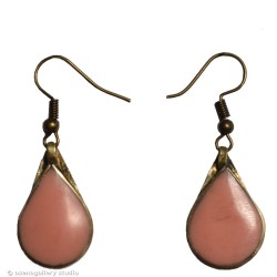 گوشواره دست ساز اشکی رنگ گلبه ای کد:152.1